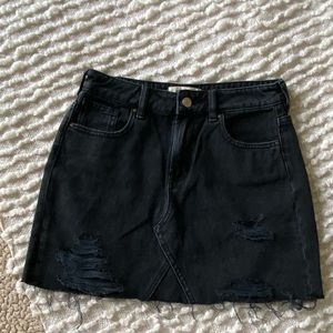 PacSun distressed black denim skirt